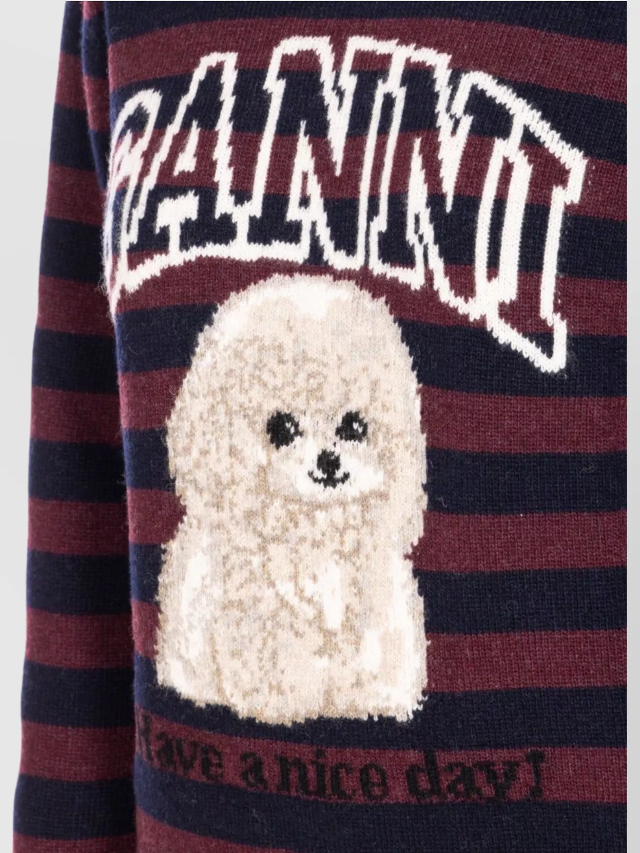 Ganni Wool Striped Crewneck Sweater