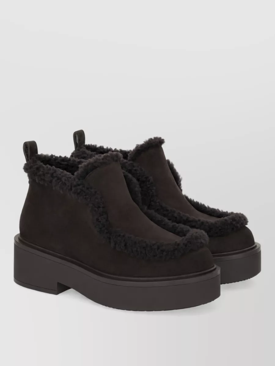 Gianvito Rossi suede leather platform ankle boots