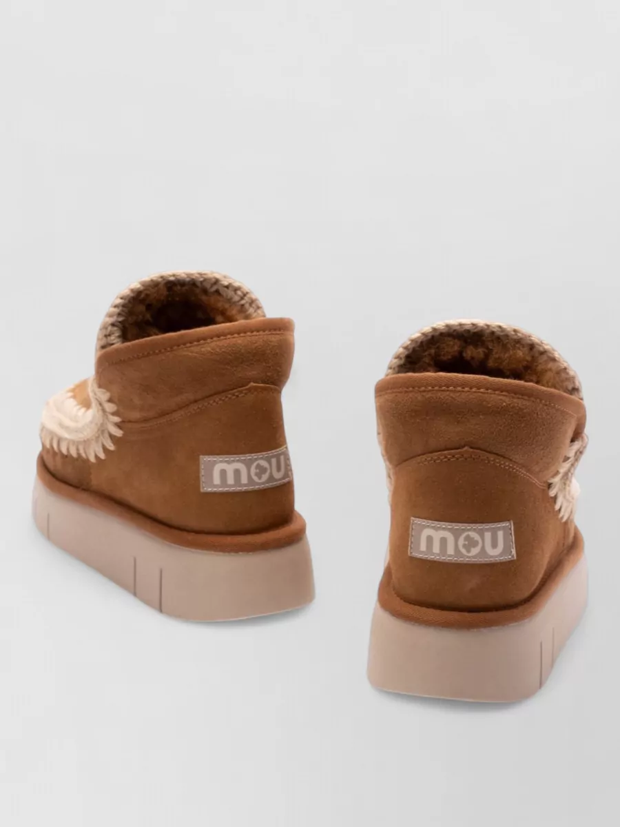 Mou Shearling Suede Platform Ankle Boots
