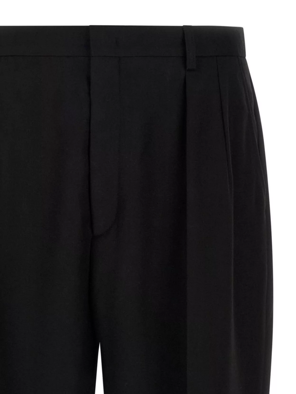Cellar Door 'lucio' Pleated Front Trousers With Belt Loops In Black