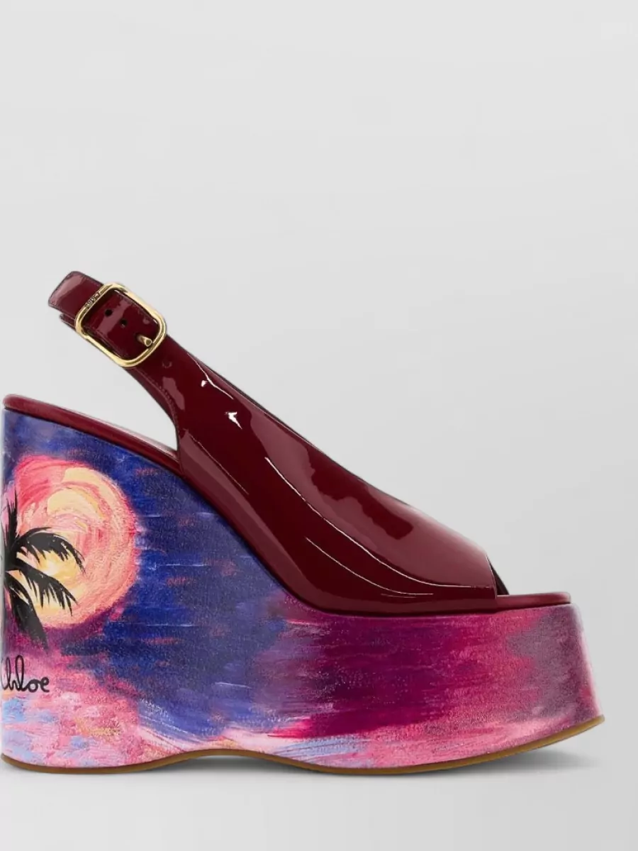 Chloé Leather Wedge Sandals
