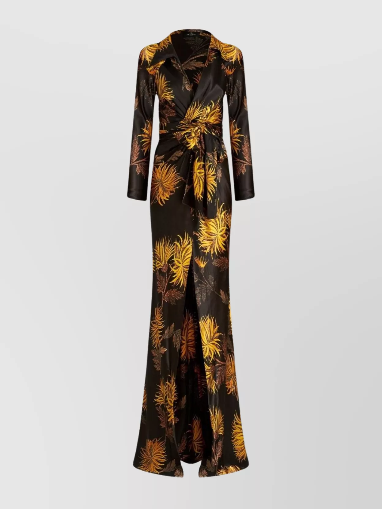 Shop Etro Dahlia Floral Print Knee Length Dress In Brown