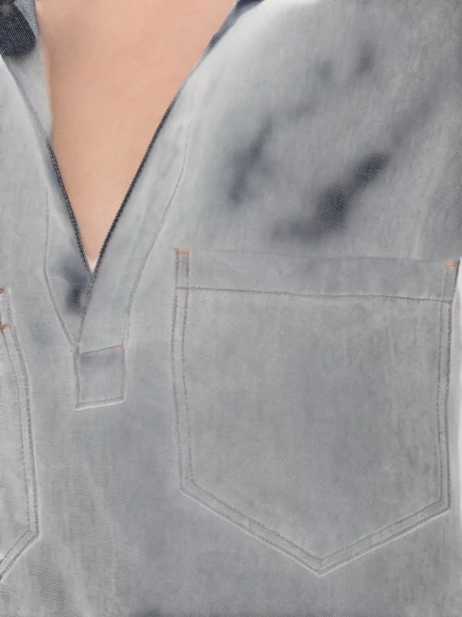 Dondup Denim V-Neck Short-Sleeve Shirt
