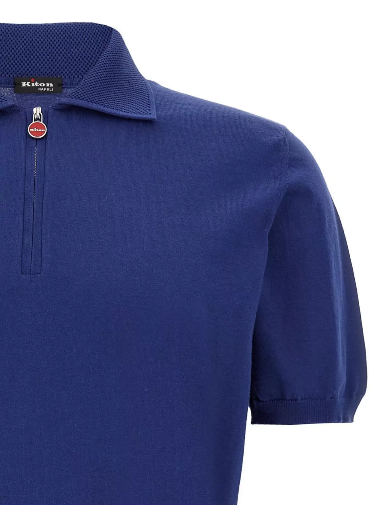 Shop Kiton Ribbed Cuffs Polo Shirt With Short Sleeves