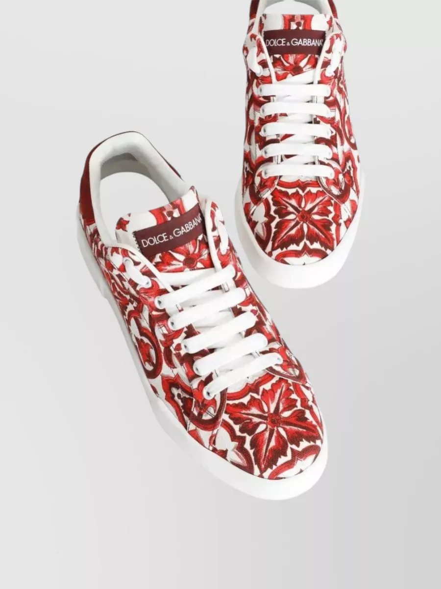 Dolce&Gabbana Majolica Print Canvas Low-Top Sneakers