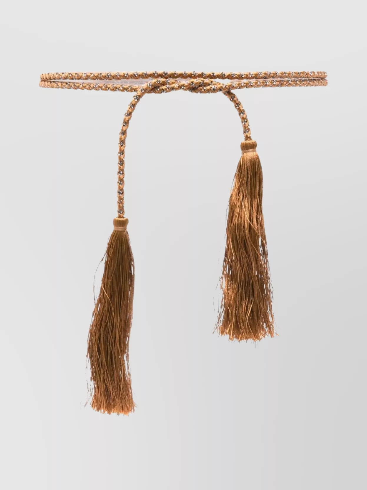 Forte Forte Braided Belt With Crystal Charm And Tassels In Brown