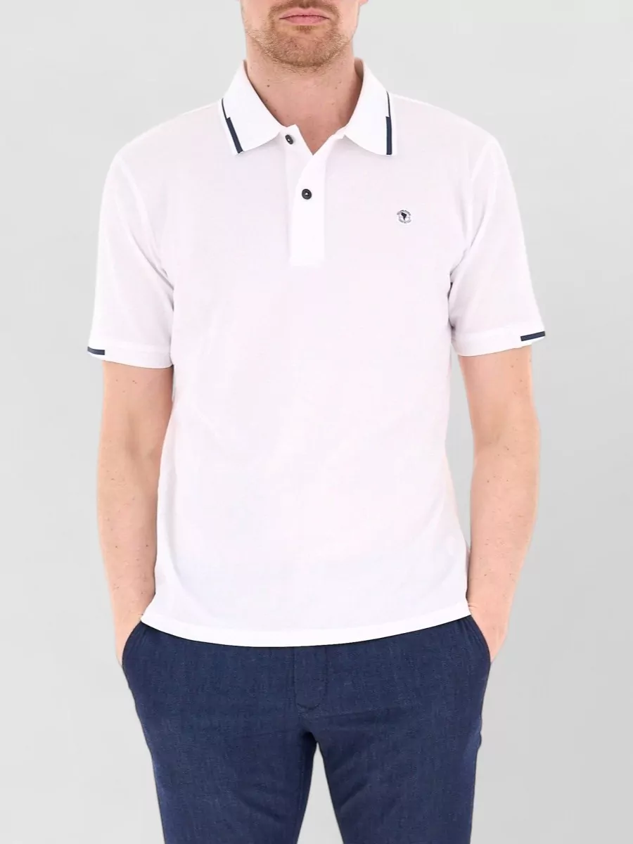 Cape Horn Short Sleeves Polo Collar Mens T Shirt In White