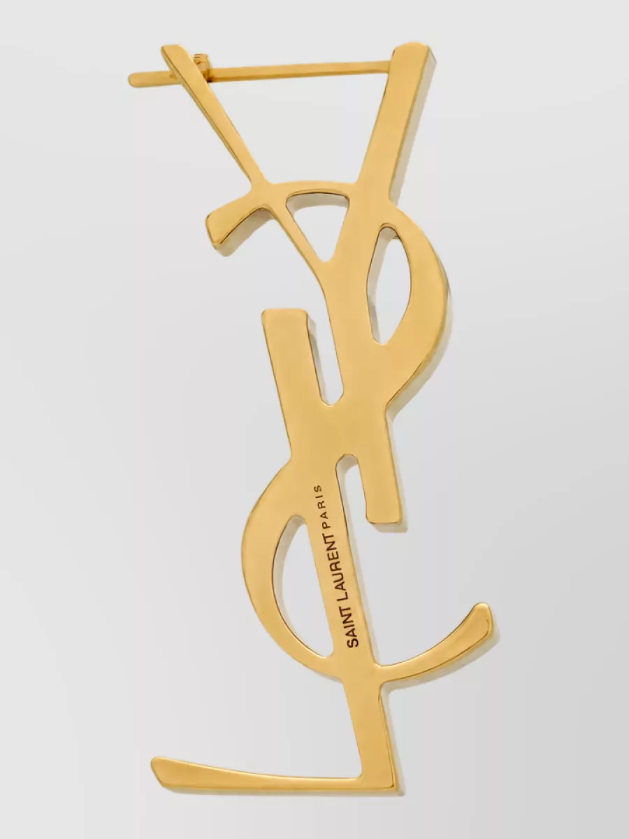 Saint Laurent brass logo brooch