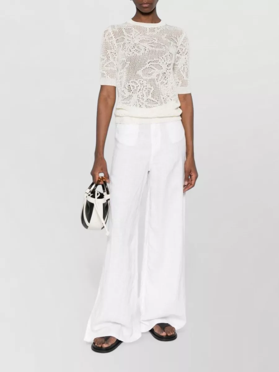 Fabiana Filippi Embellished Openwork Short-Sleeve Blouse