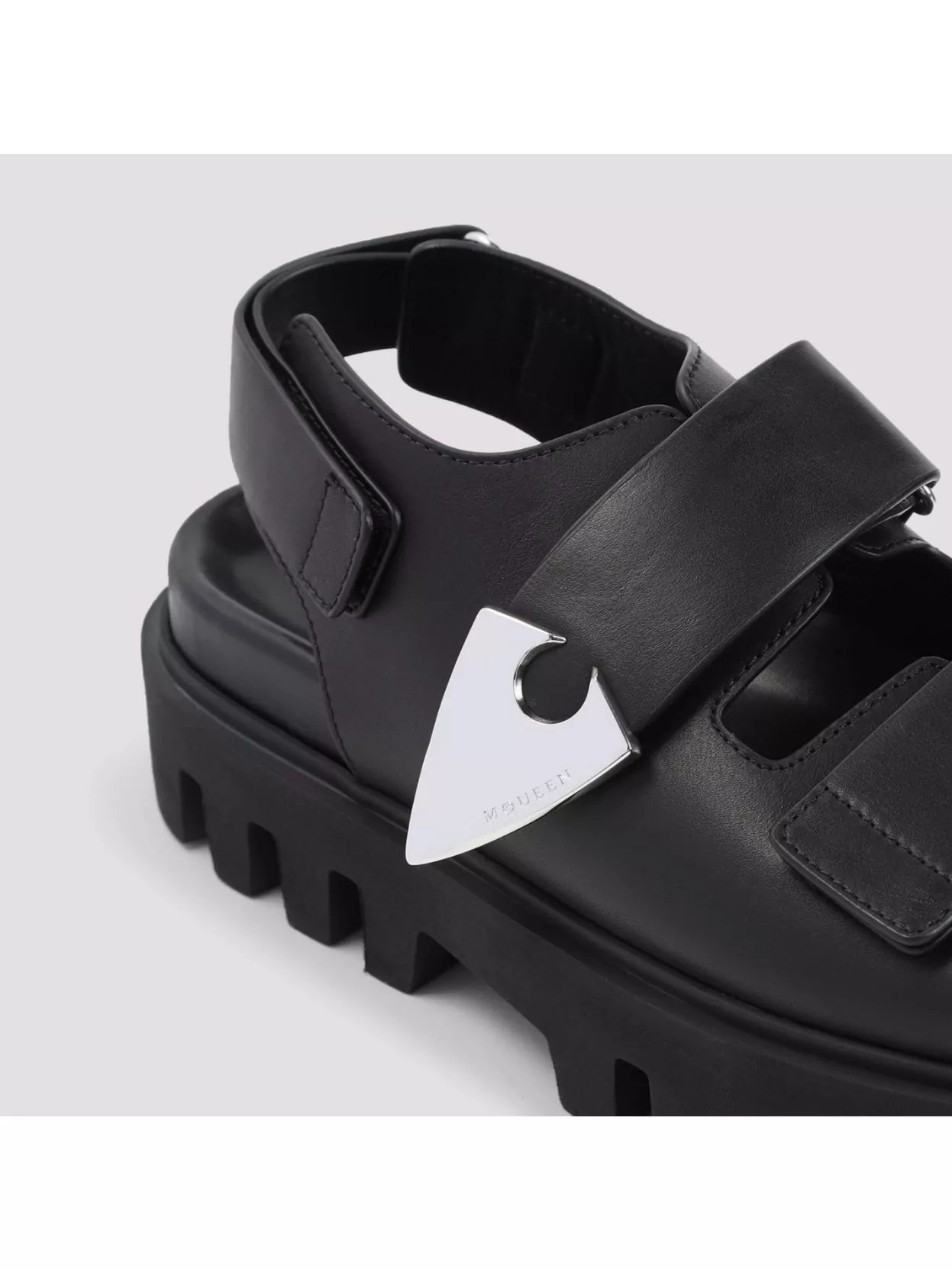 Shop Alexander Mcqueen Leather And Rubber Sandals In Black