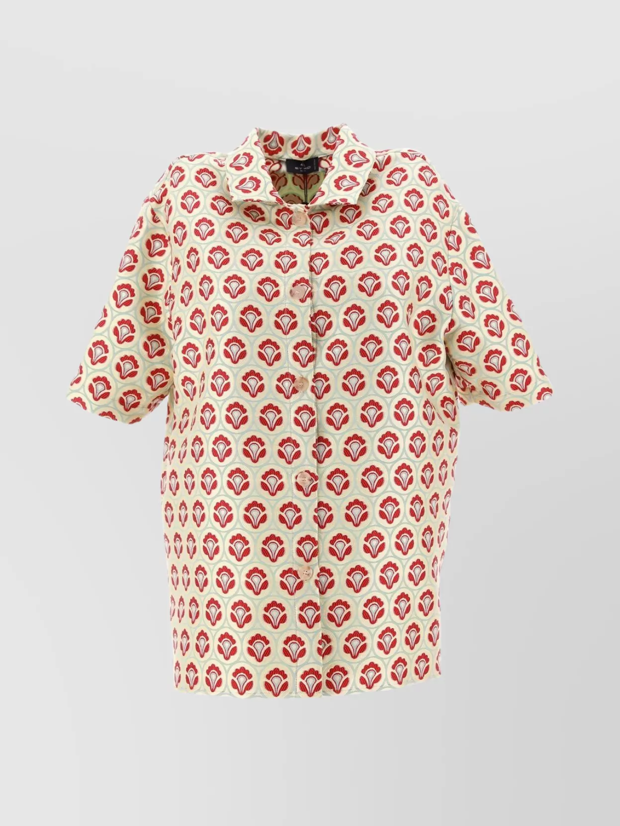 Shop Etro Patterned Short Sleeve Shirt Collar