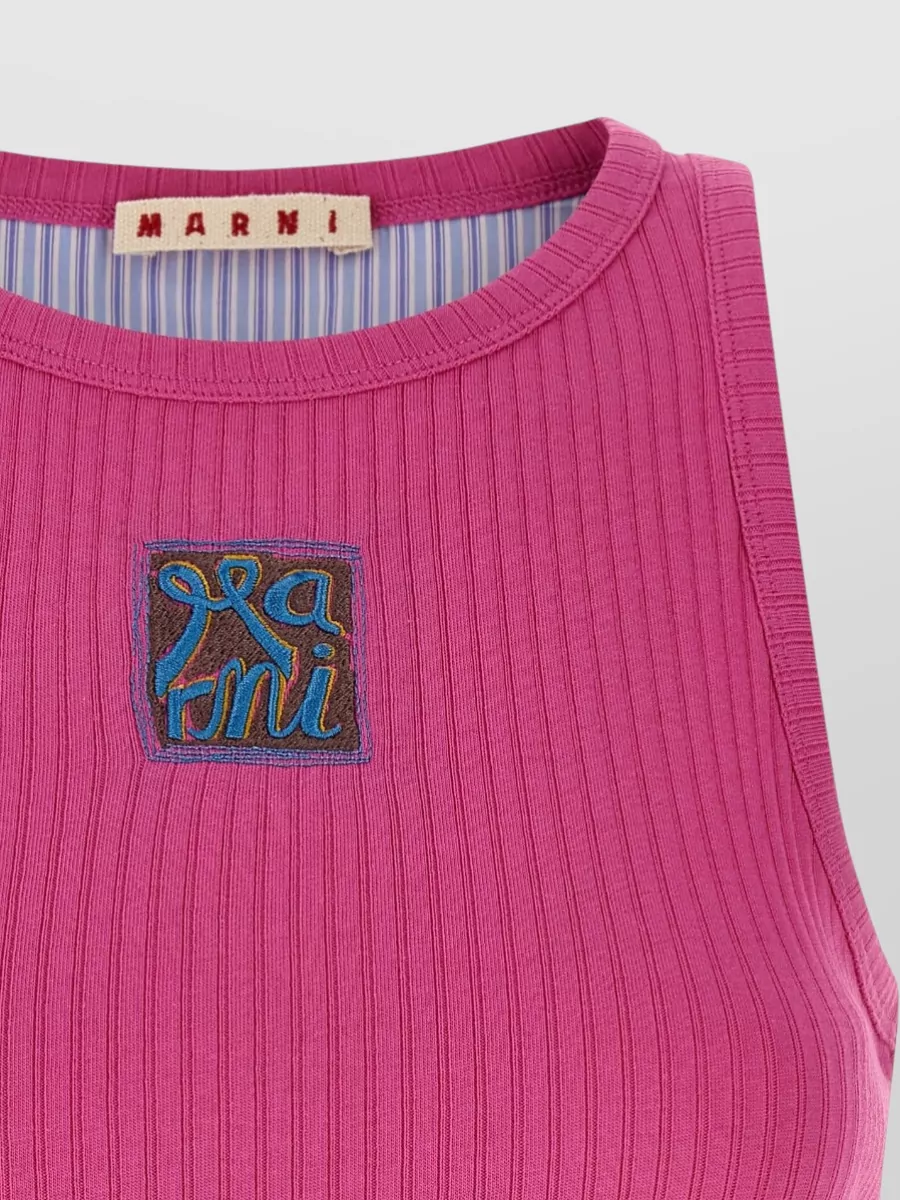 Marni Logo Patch Ribbed Crew Neck Tank