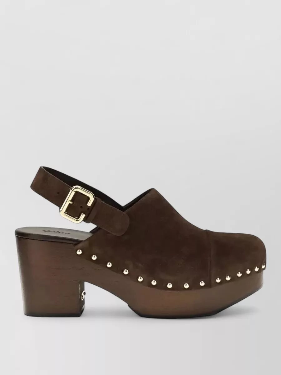 Chloé leather studded platform clogs