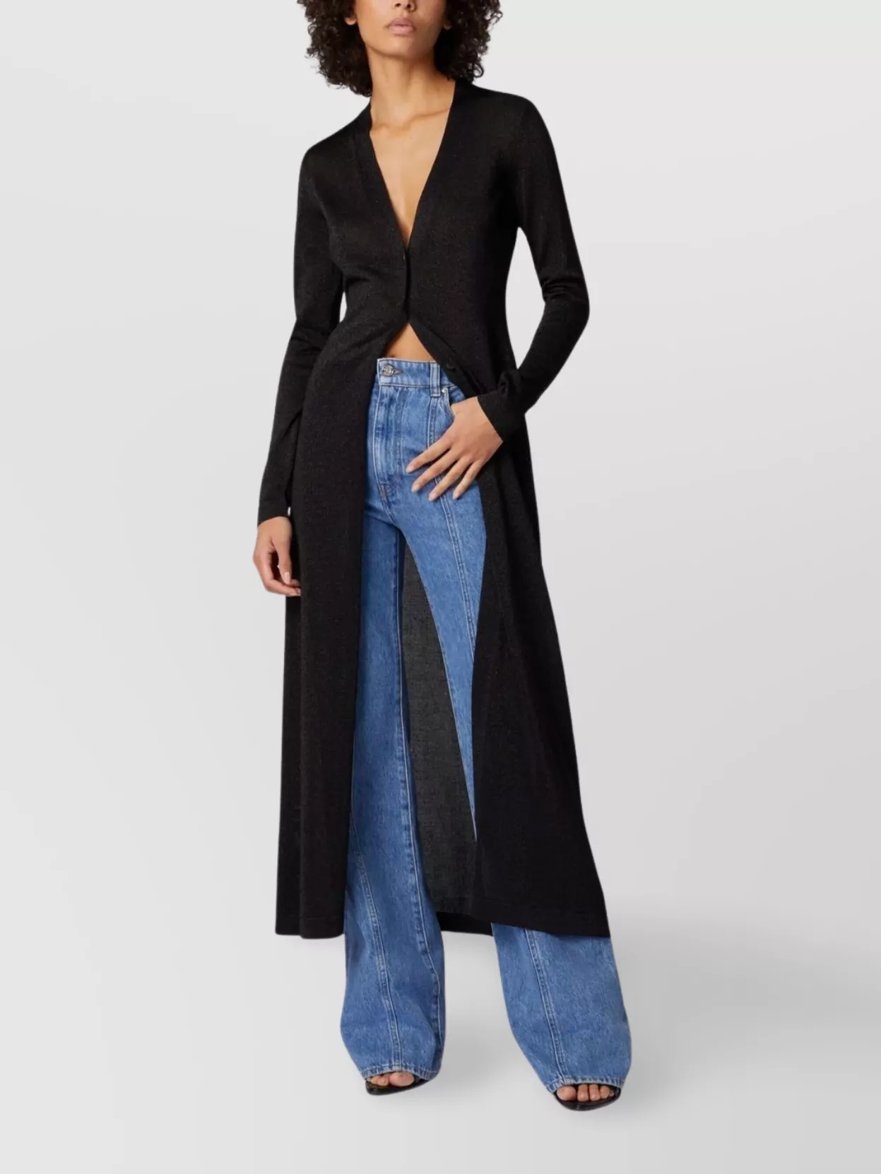 Missoni Longline V-neck Cardigan Shimmer Finish In Black