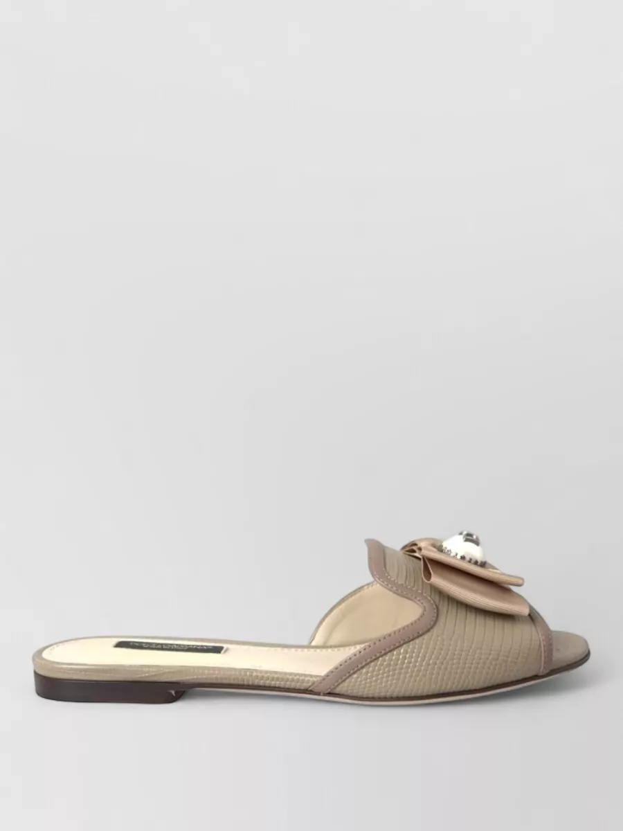 Dolce&Gabbana Leather Pearl Embellished Slides