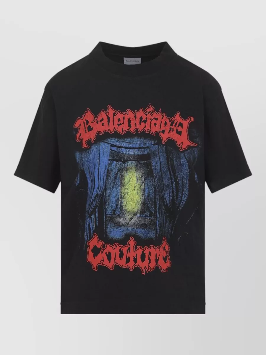 Balenciaga Logo Print Cotton Medium Fit T-Shirt