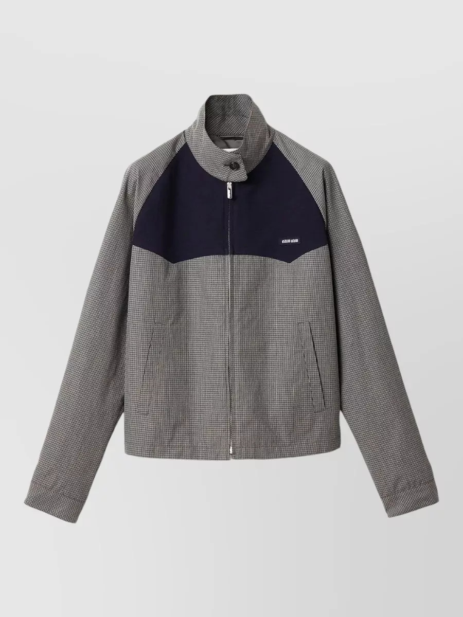 Miu Miu Gingham check cotton blouson jacket