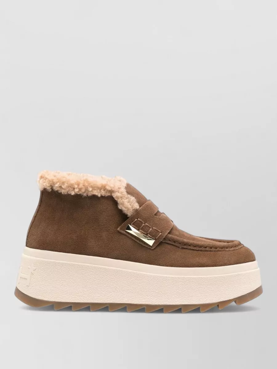 Ash Ankle Boots Faux Fur Trim Platform