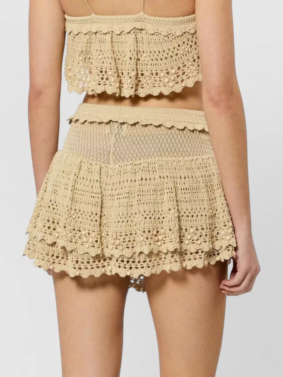 Isabel Marant Cotton Beaded Crochet Mini Skirt