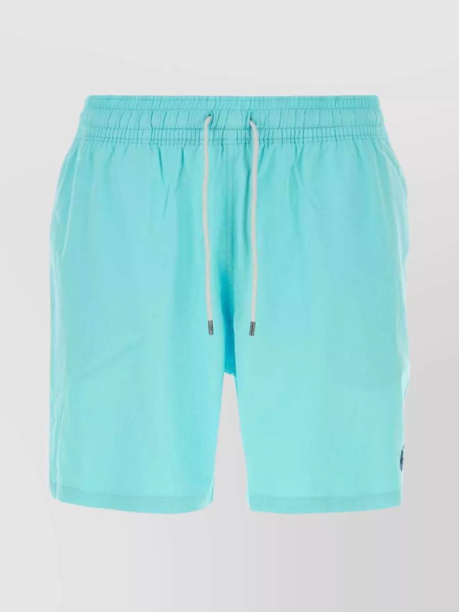 Shop Polo Ralph Lauren Waistband Swim Trunks With Back Pocket In Blue