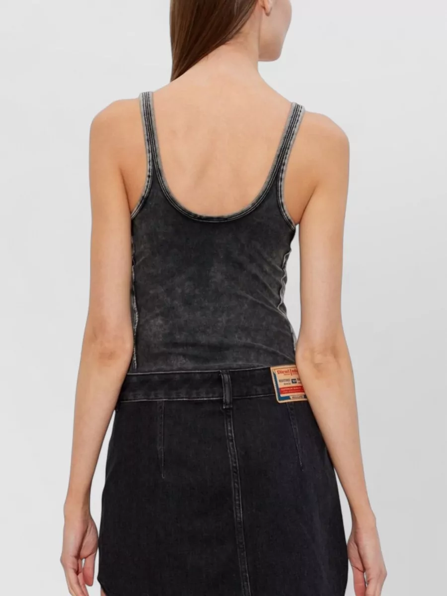 Diesel Bodysuit Contrast Stitching Faded Scoop Neckline