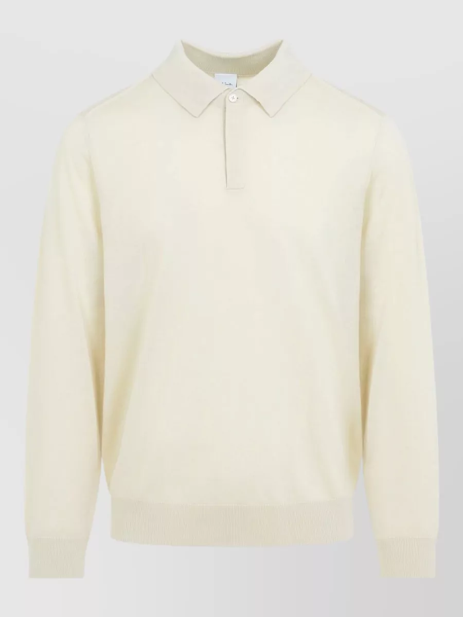 Paul Smith Merino Wool Fine Knit Long Sleeve Polo Shirt
