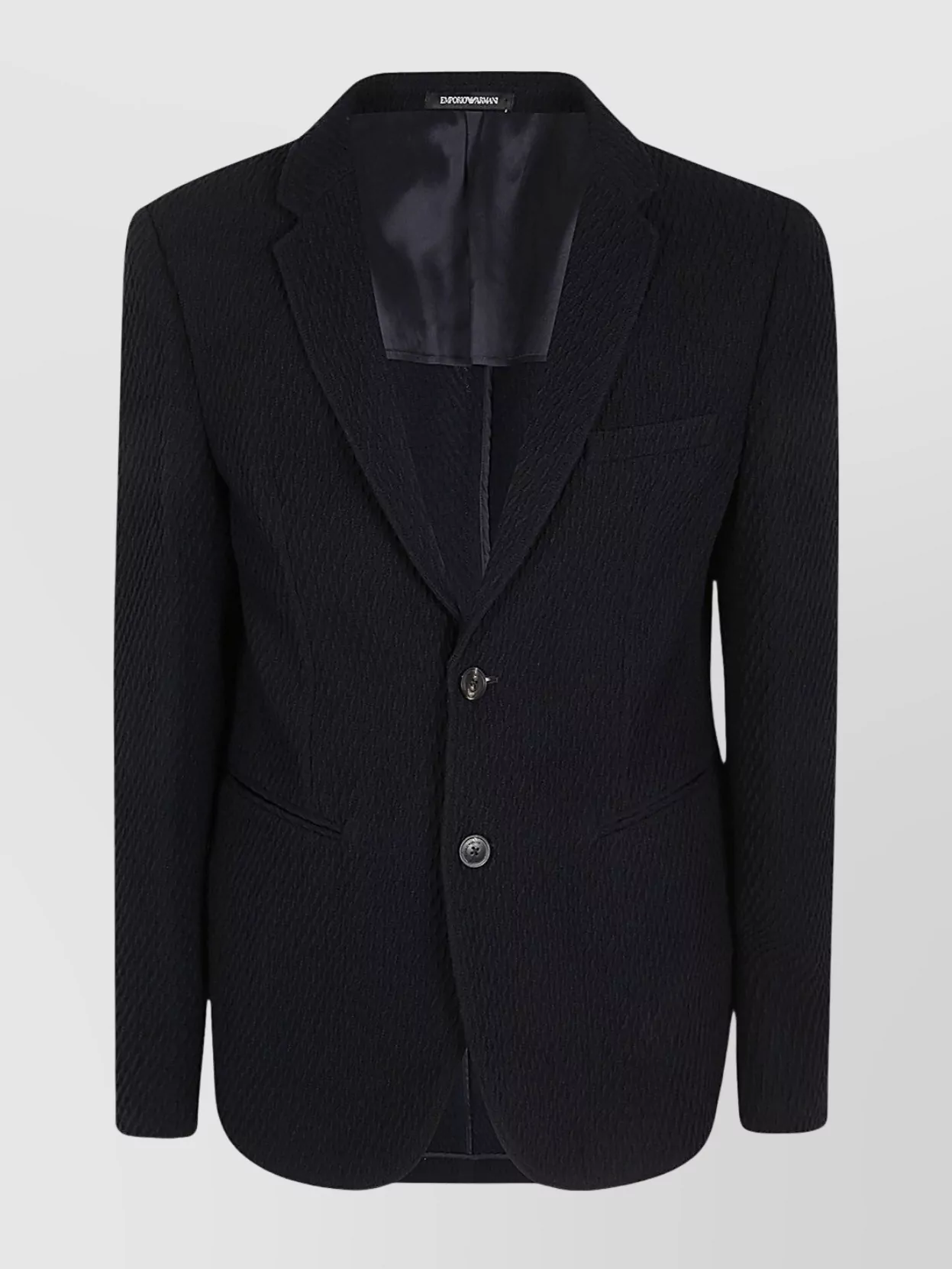 Emporio Armani Front Pockets Notch Lapel Single-Breasted Textured Fabric