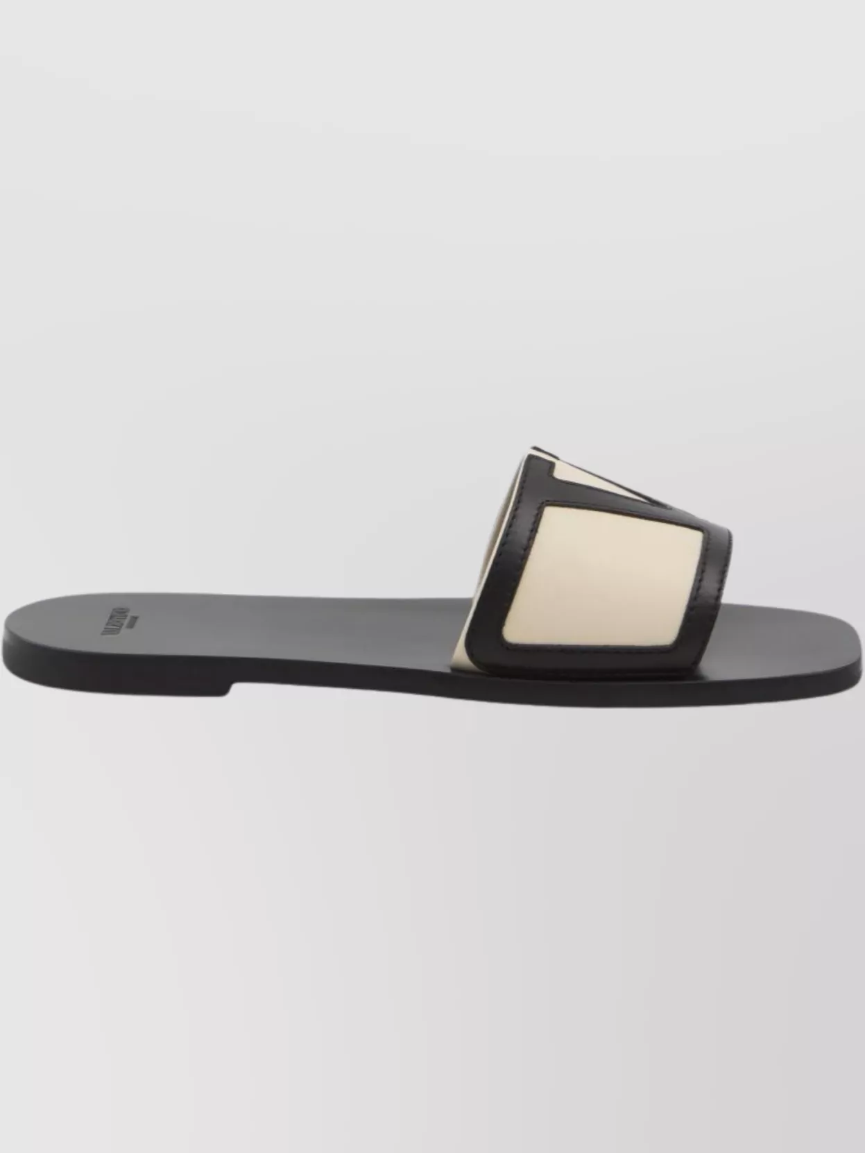 Valentino Garavani Nappa Leather Slide Sandals With Rubber Sole In Black