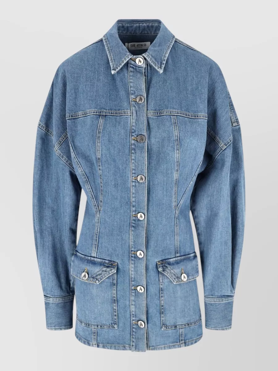 The Attico denim mini shirt dress