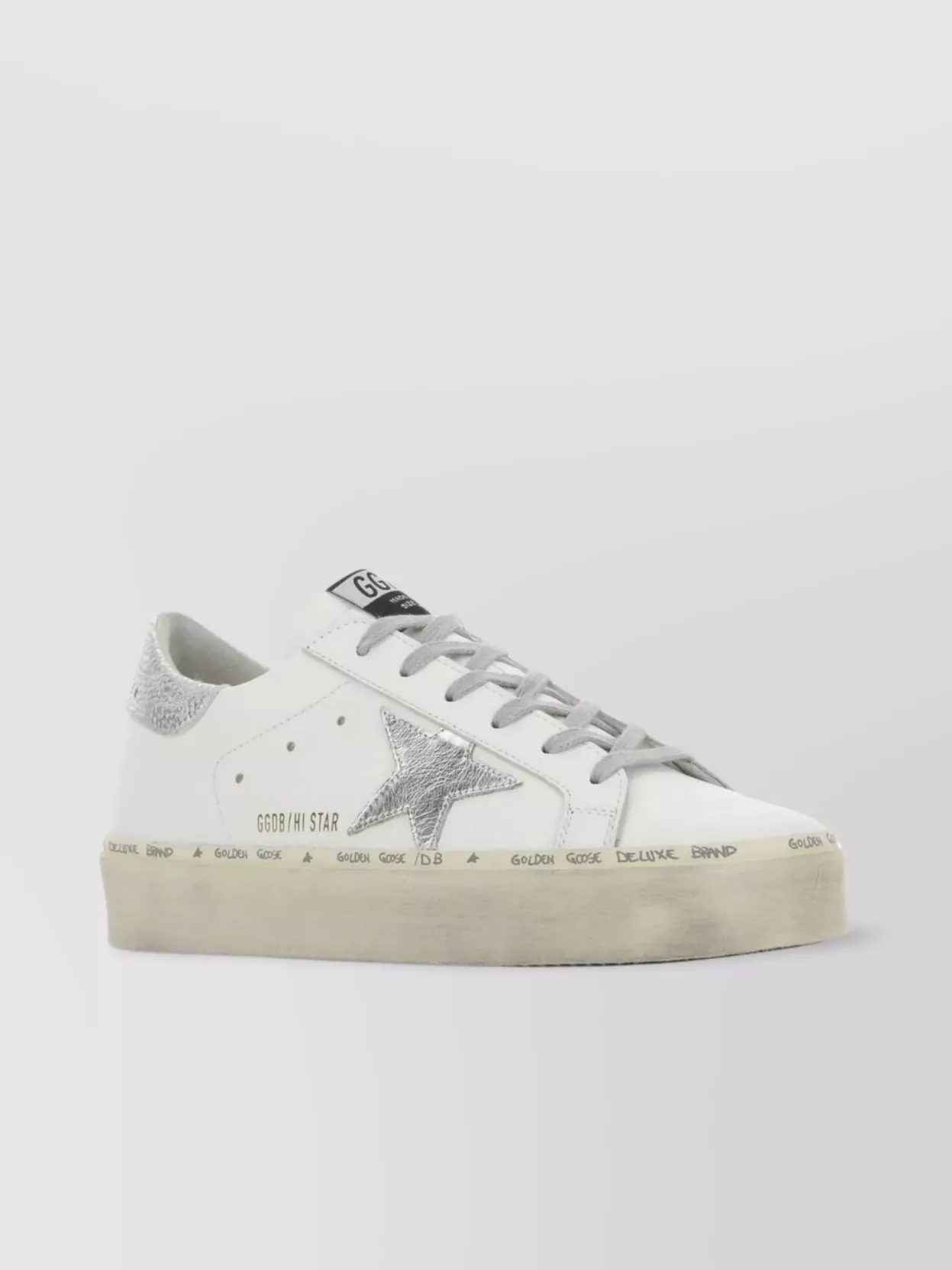 Shop Golden Goose Leather Hi Star Sneakers With Iconic Patch