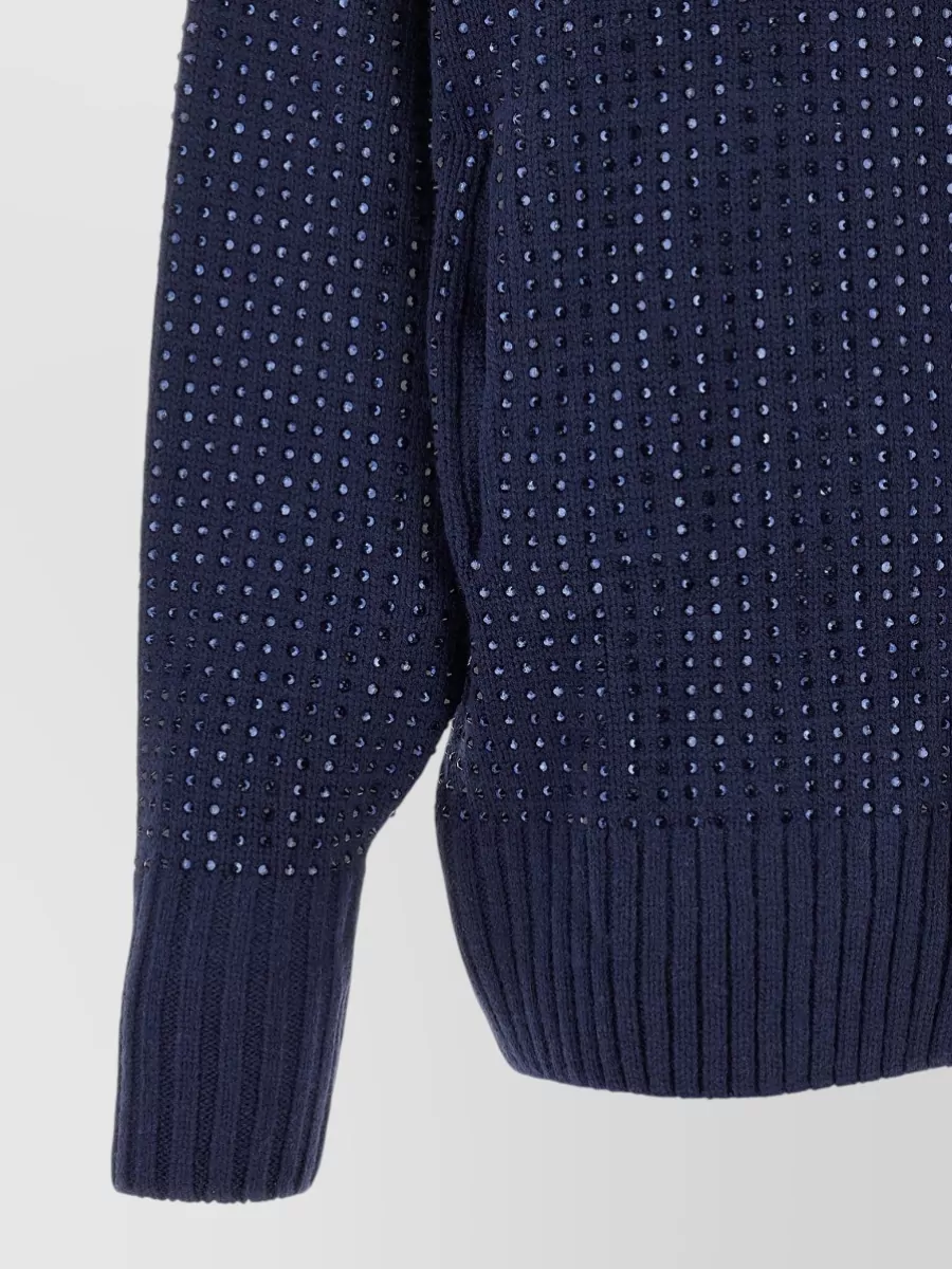 Pinko Wool Hooded Crystal Embellished Oversized Cardigan