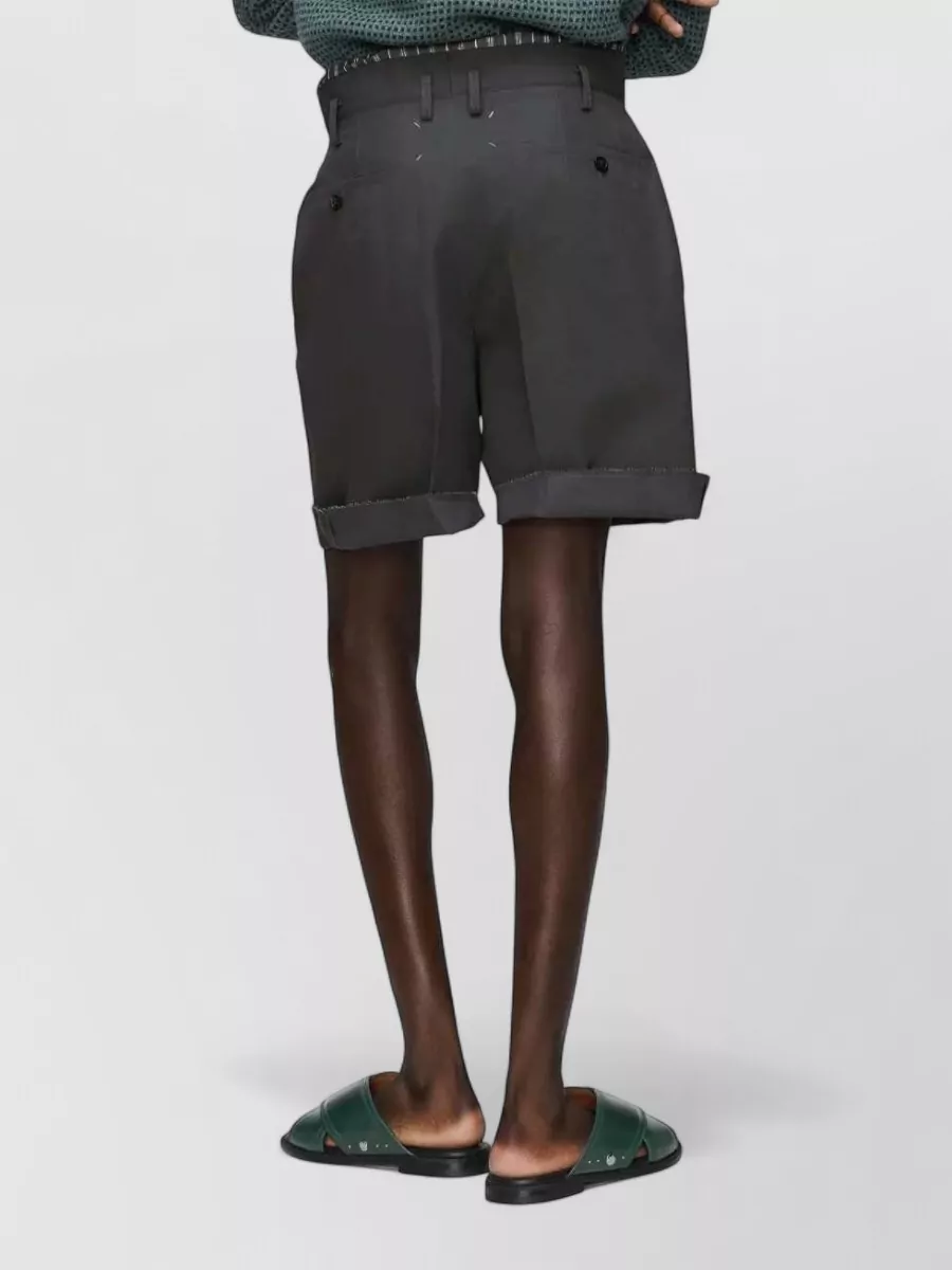 Maison Margiela Silk-Cotton Pleated Bermuda Shorts