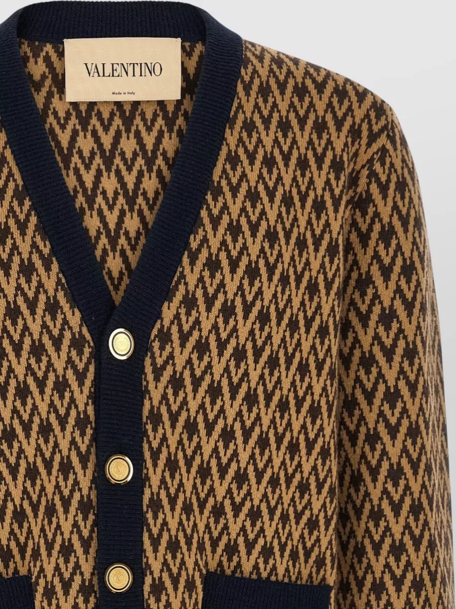 Valentino Garavani Cashmere Jacquard V-Neck Cardigan