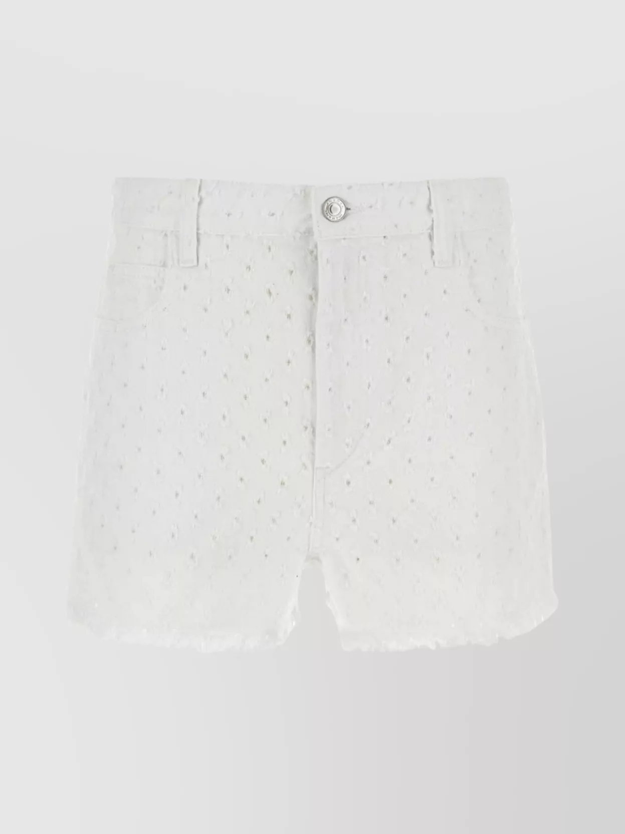 Isabel Marant Denim Lesia Shorts With Embroidered Pockets In White