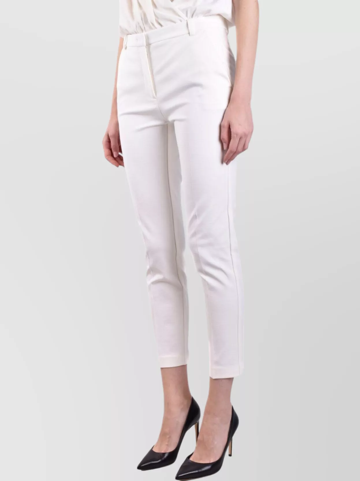 Pinko Slim Fit Cropped Trousers With Belt Loops