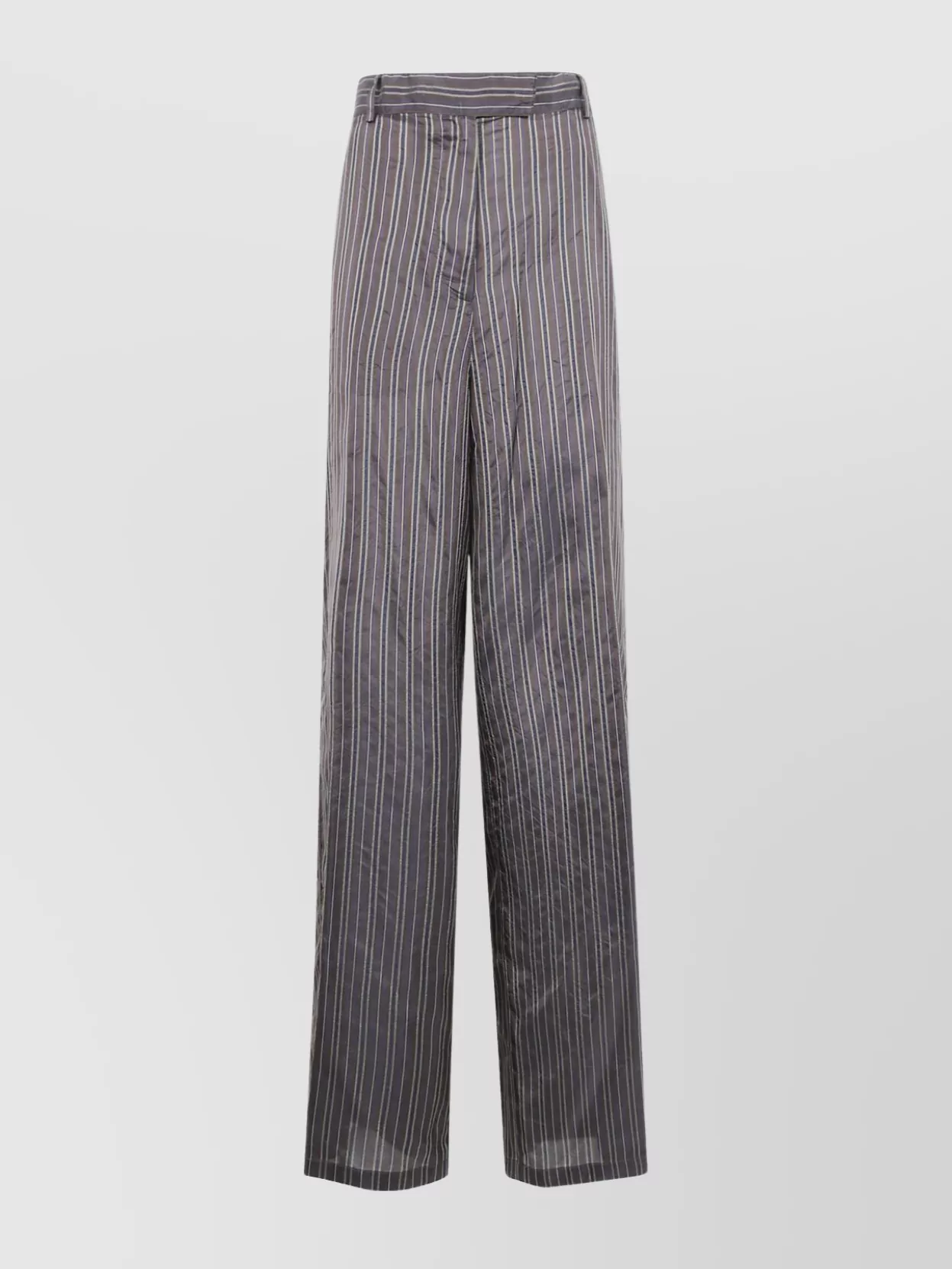 Dries Van Noten Striped Wide-leg Trousers Pockets In Gray