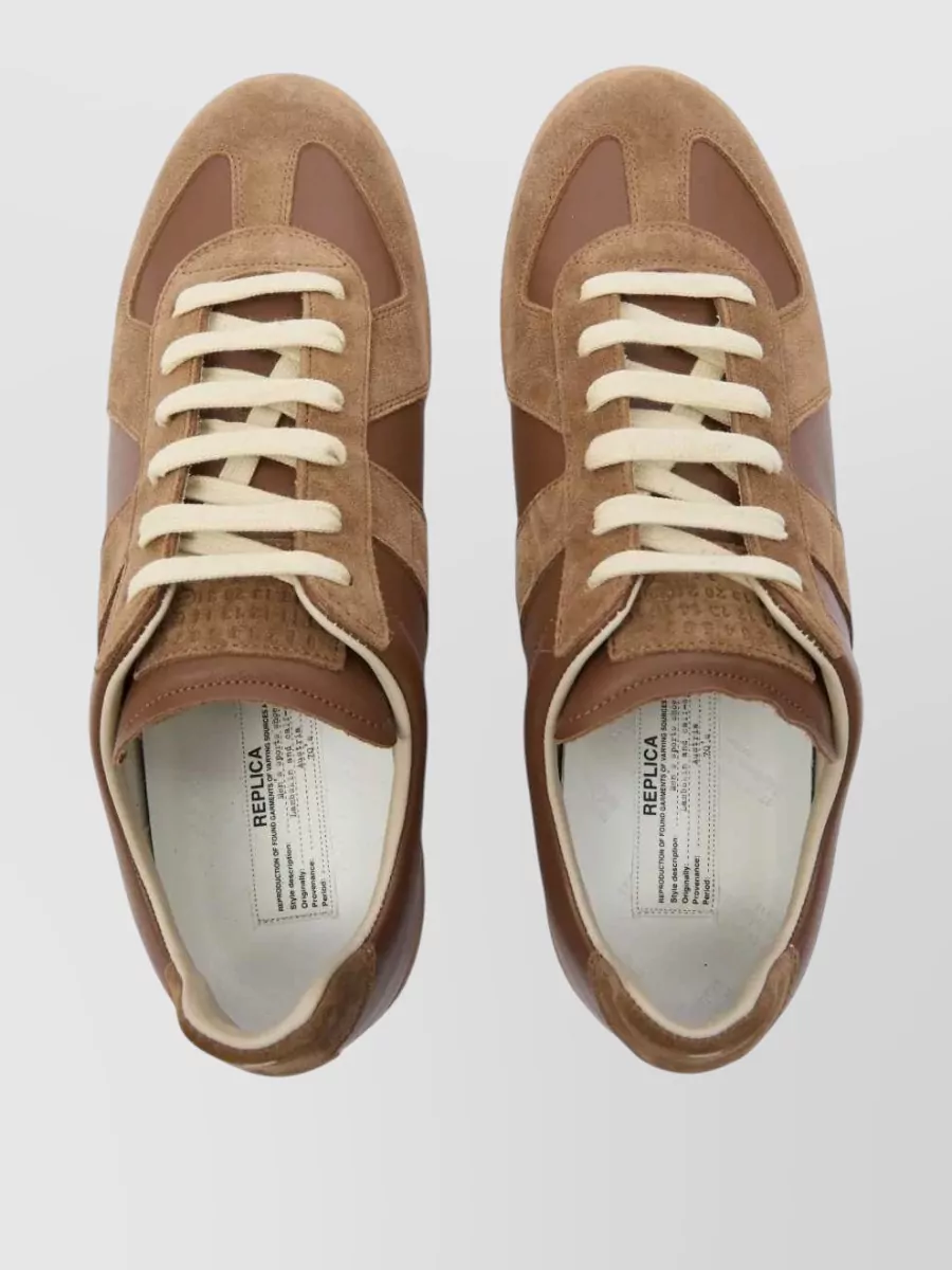 Maison Margiela Leather Sneakers Contrast Stitching Rubber Sole