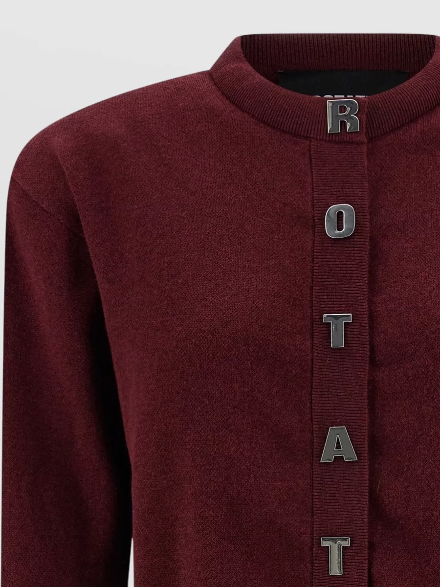 Rotate Birger Christensen Cashmere Blend Firm Knit Cropped Crew Neck Long Sleeve Cardigan