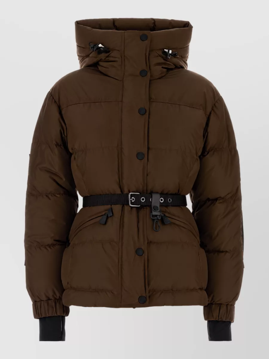 Moncler Grenoble Salastrains nylon hooded belted down jacket