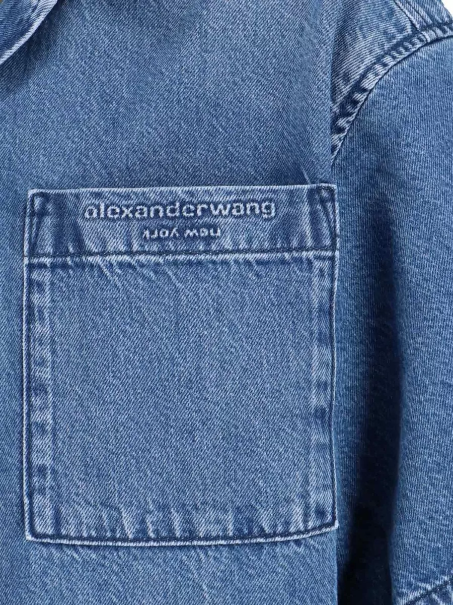 Alexander Wang Collared Short Sleeve Shirt Chest Pockets