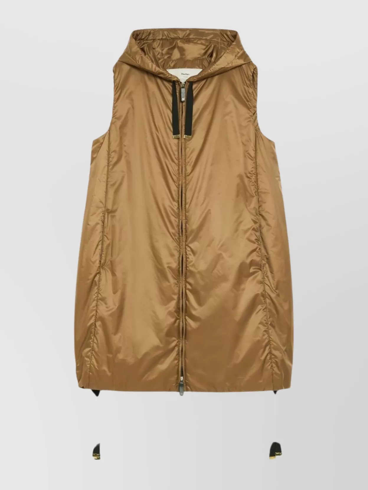 Max Mara Hooded Sleeveless Mid-length Coat With Adjustable Drawstrings