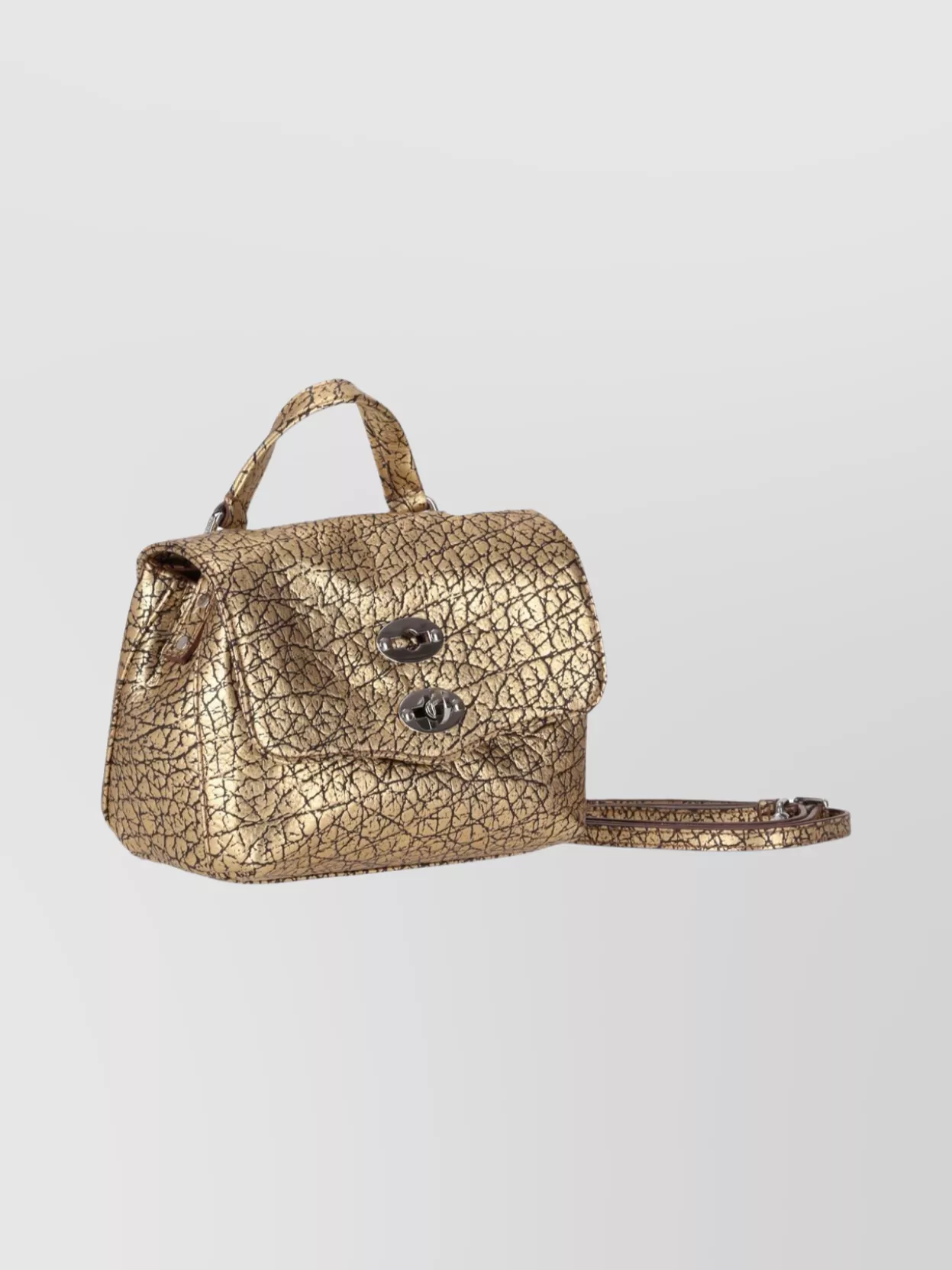 Zanellato Structured Metallic Shoulder Bag Top Handle