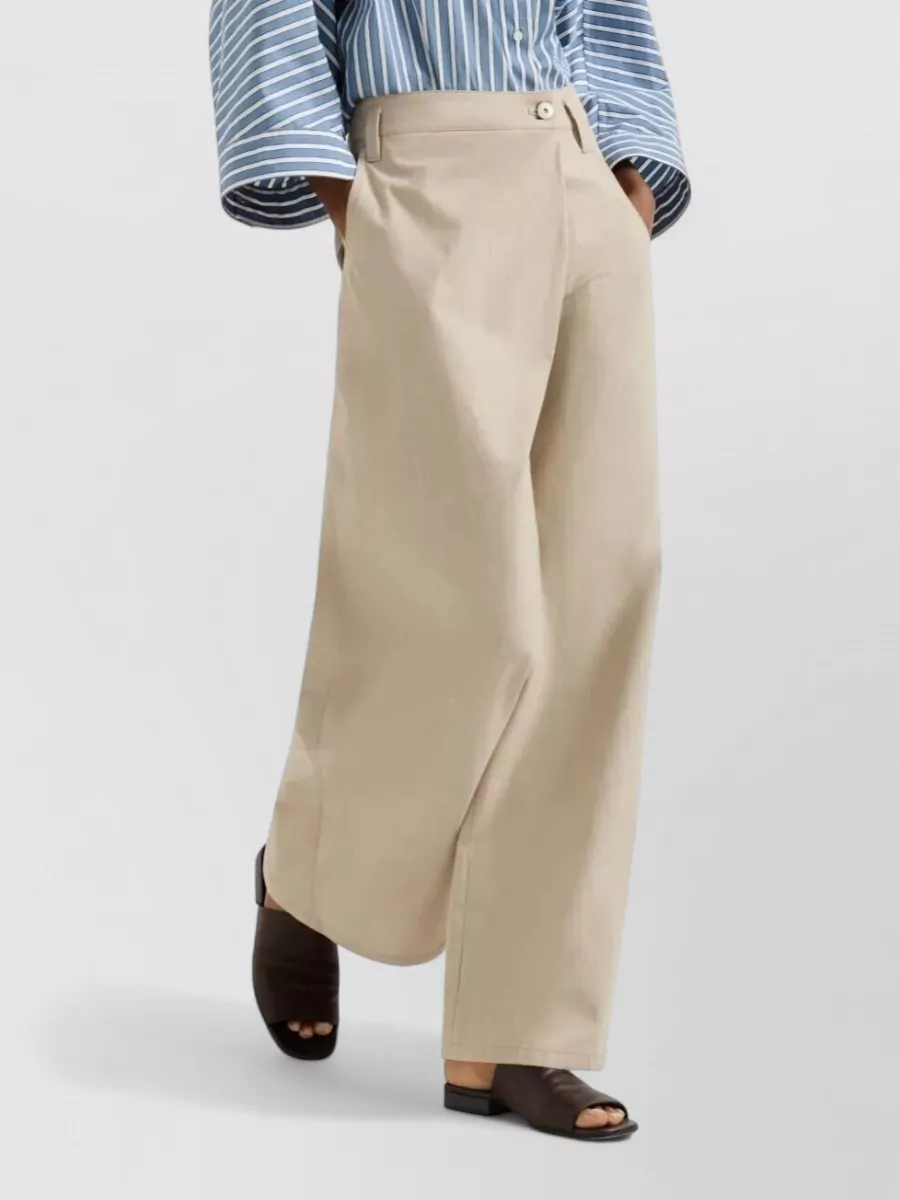 Brunello Cucinelli Cotton Wide-Leg Wrap Trousers