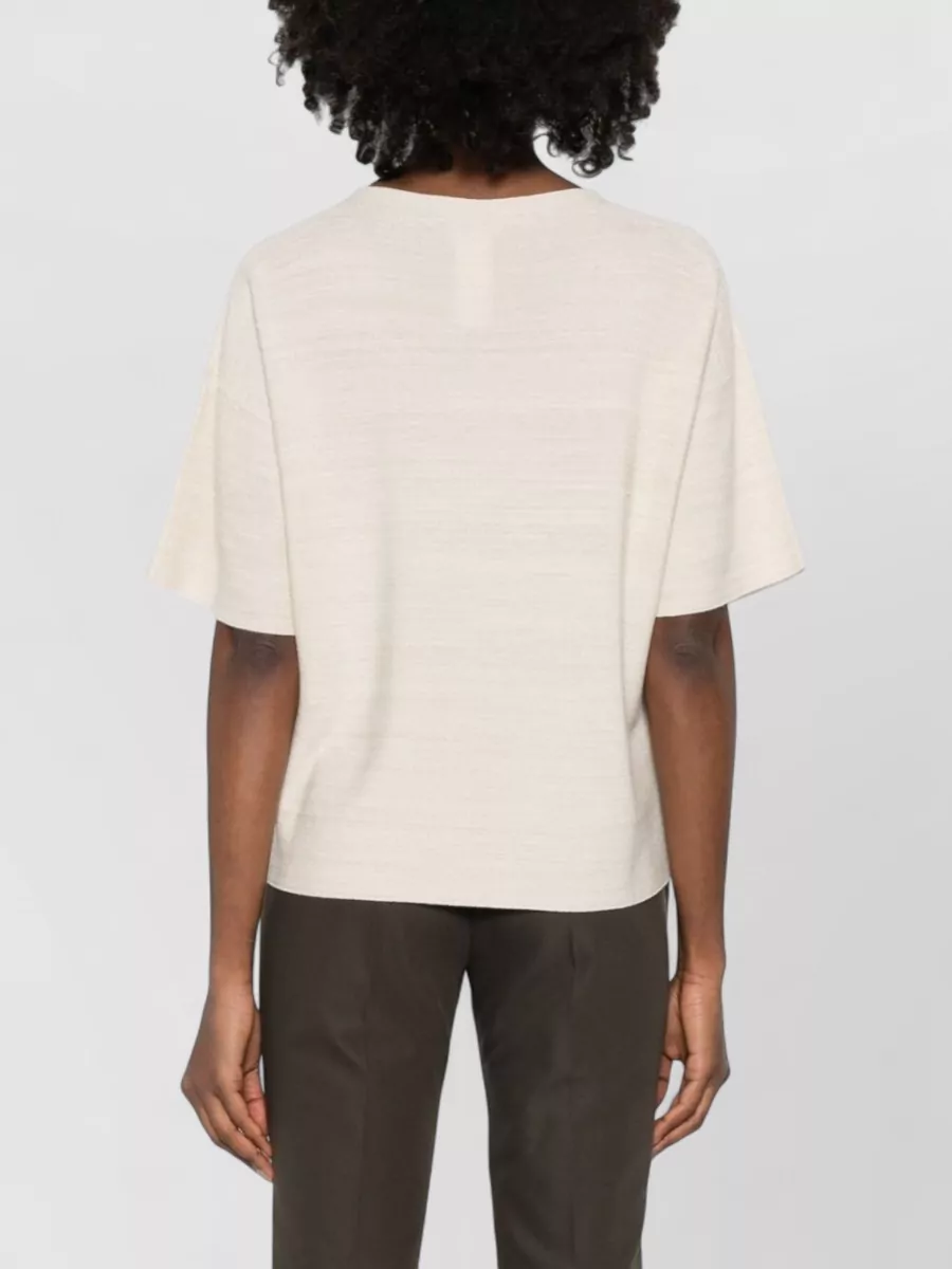 Fabiana Filippi Wool Cotton Sweater Short Sleeves Round Neck