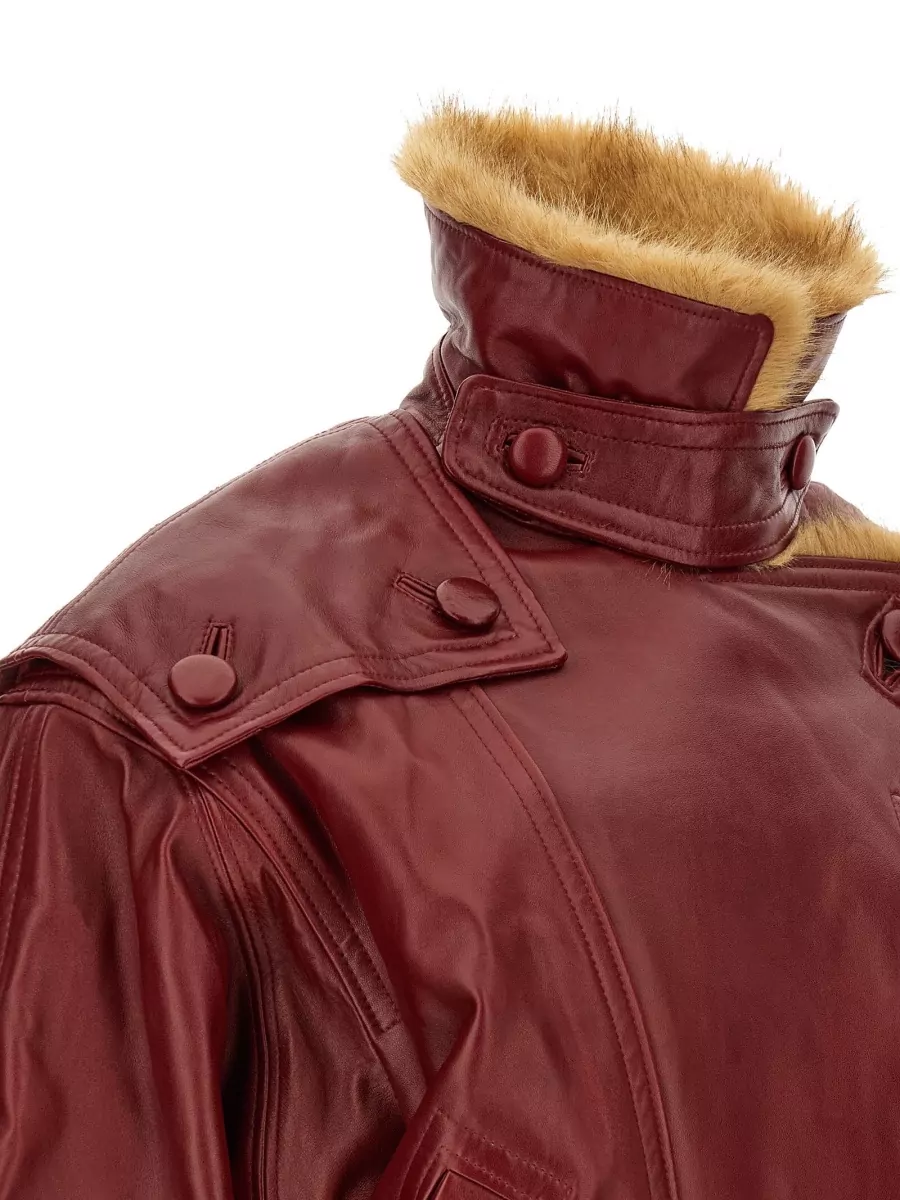 Isabel Marant Leather Shearling Effect Asymmetric Double Breasted Jacket