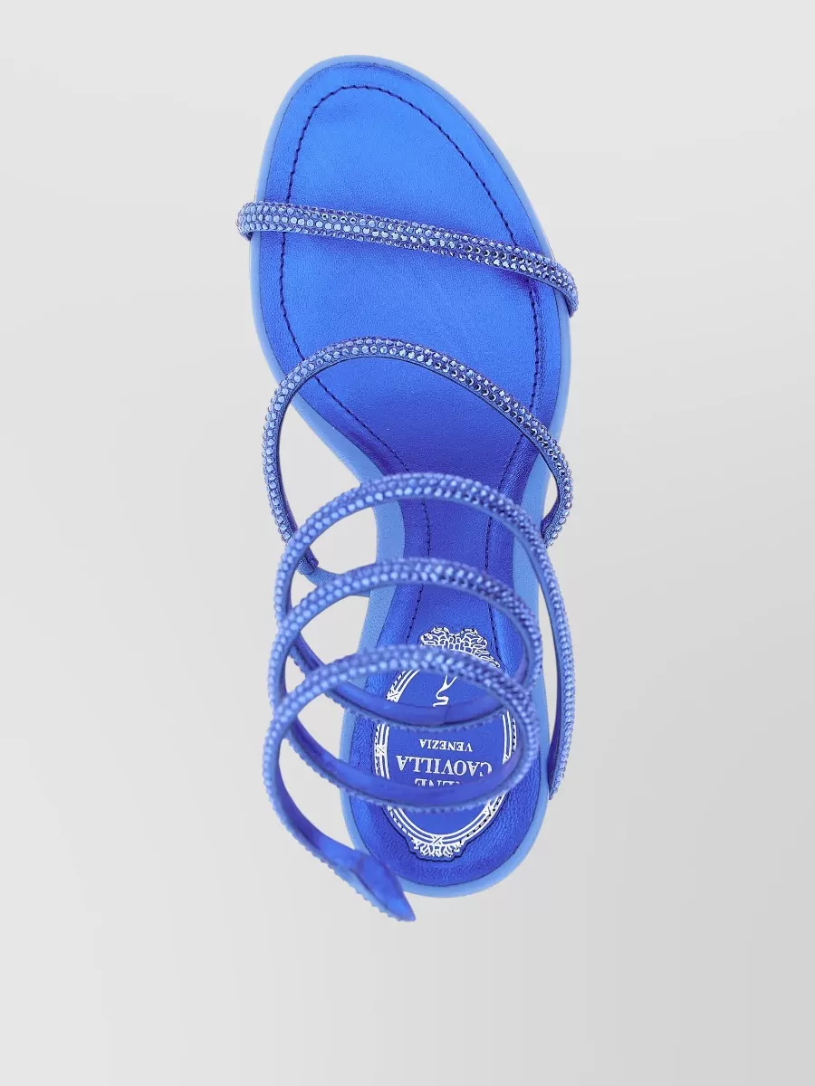 Rene Caovilla Cleo Sandals Block Heel Open Toe Straps