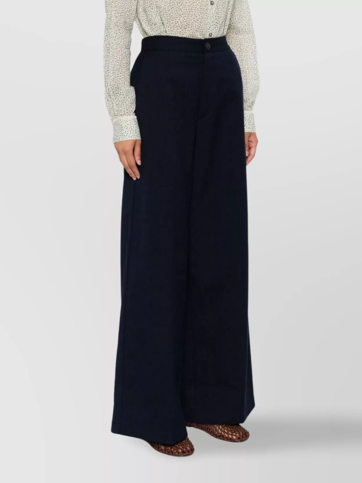 Forte Forte High-Waisted Cotton Trousers Featuring Pockets