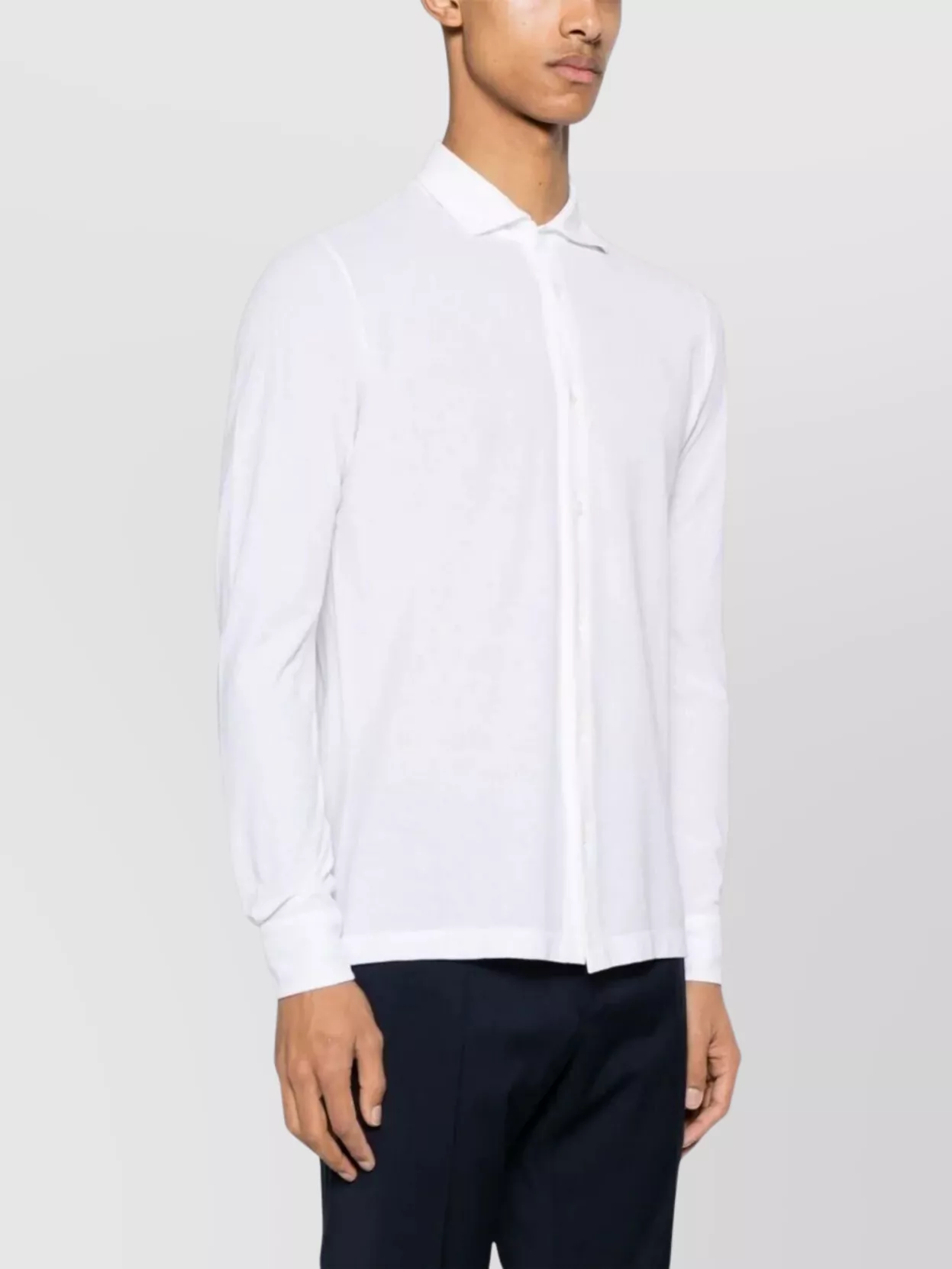Zanone Collared Shirt Button-down Cuffed Sleeves In White