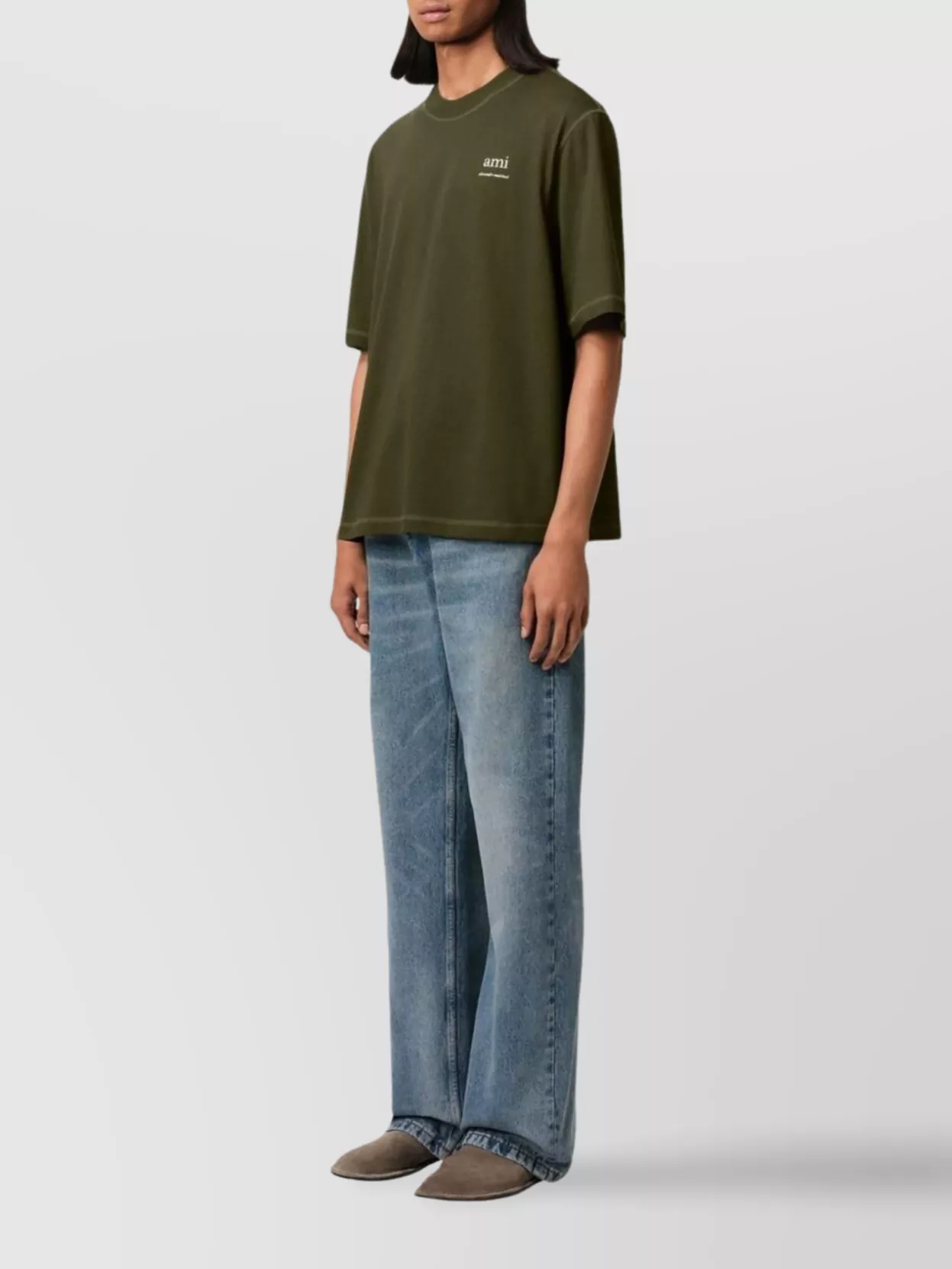 Shop Ami Alexandre Mattiussi Crew Neck Short Sleeves Straight Hem