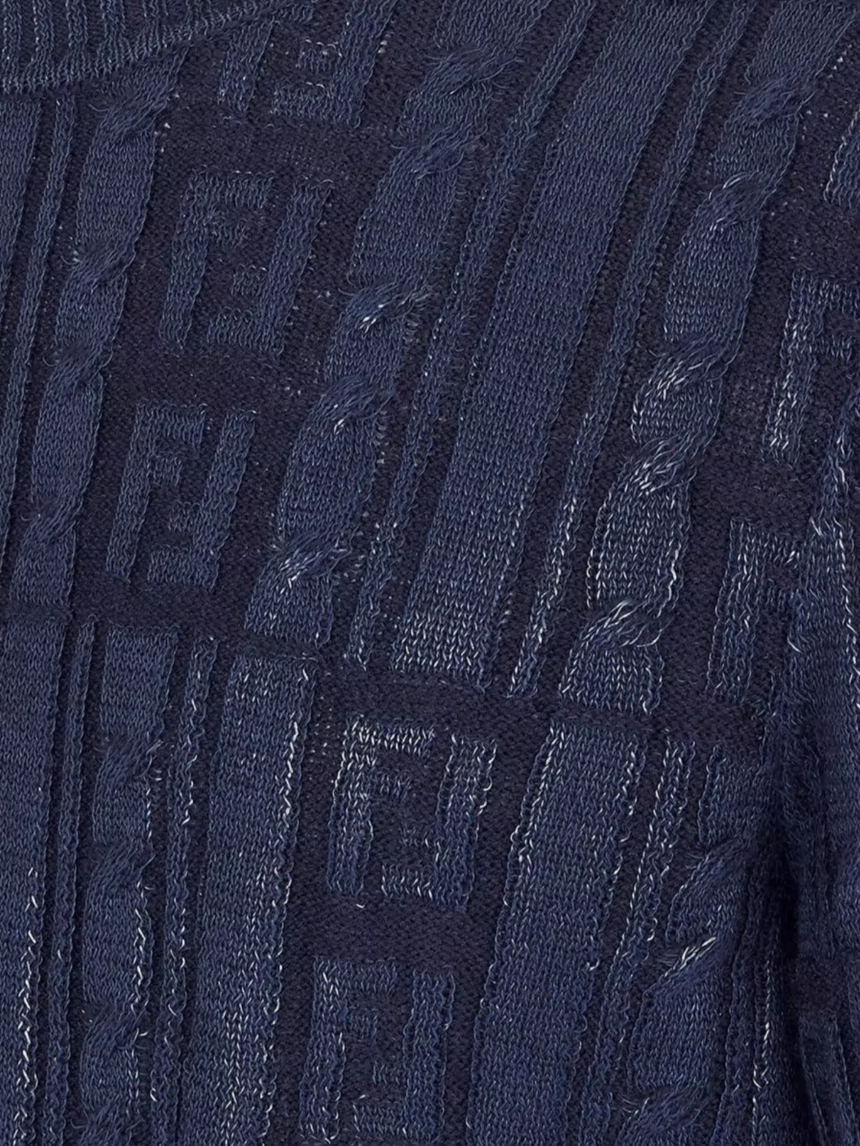 Fendi Braided Wool Sweater Ribbed Crew-Neck